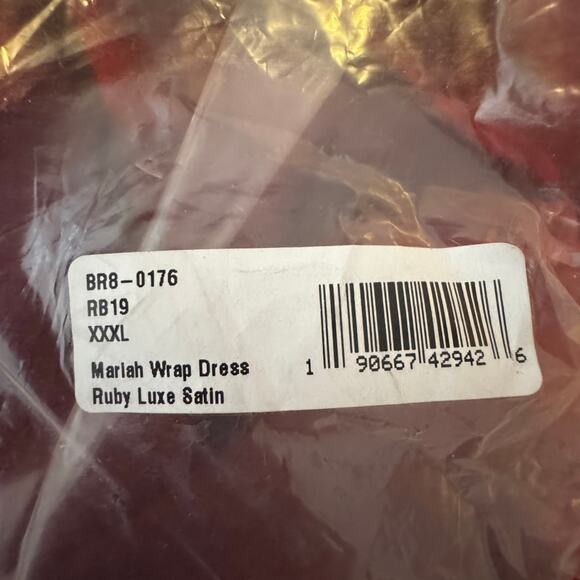 Show Me Your Mumu Mariah Red Ruby Satin Wrap V-Neck Evening Dress Size 3XL NWT - Picture 9 of 11